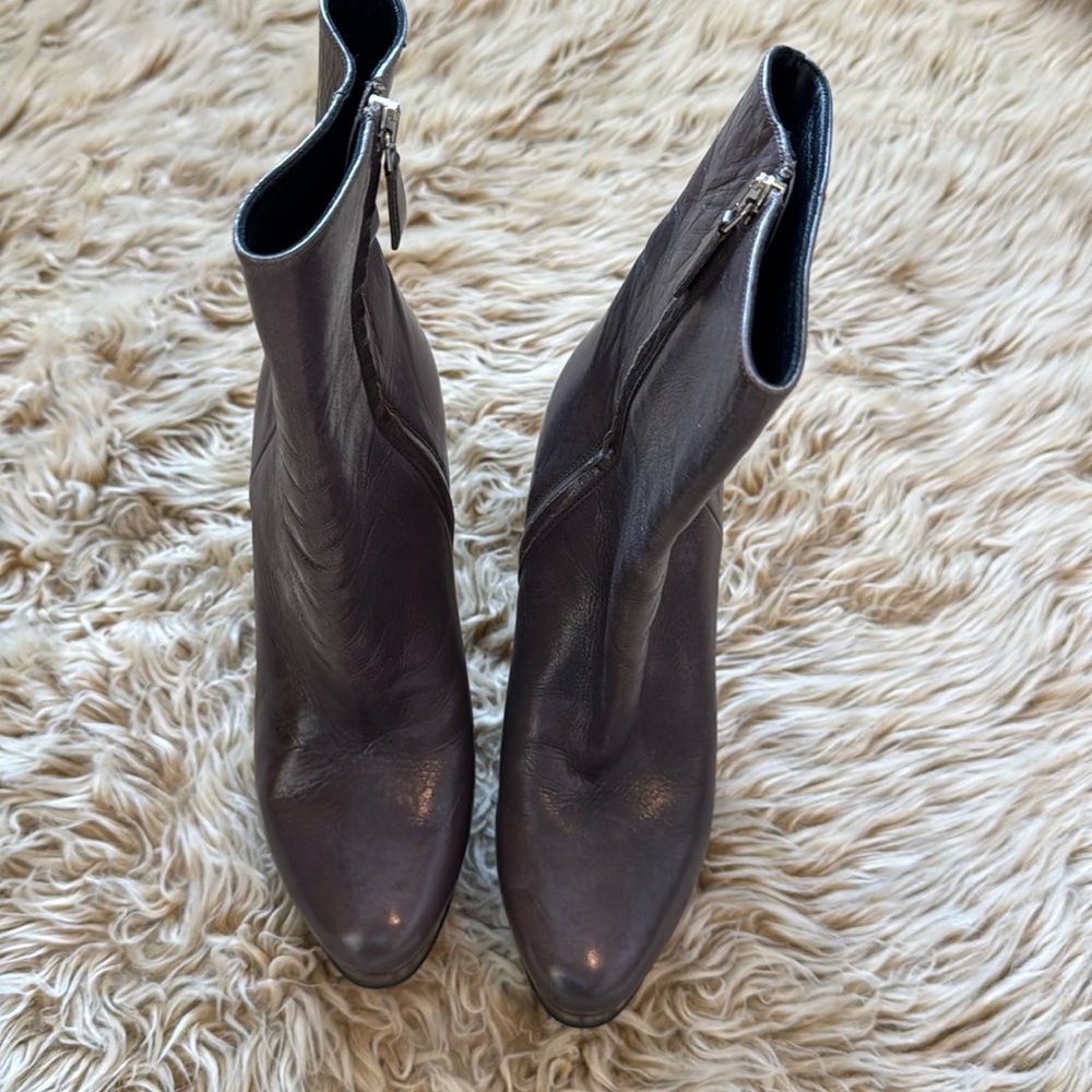 Prada Light Gray Heeled Ankle Boots